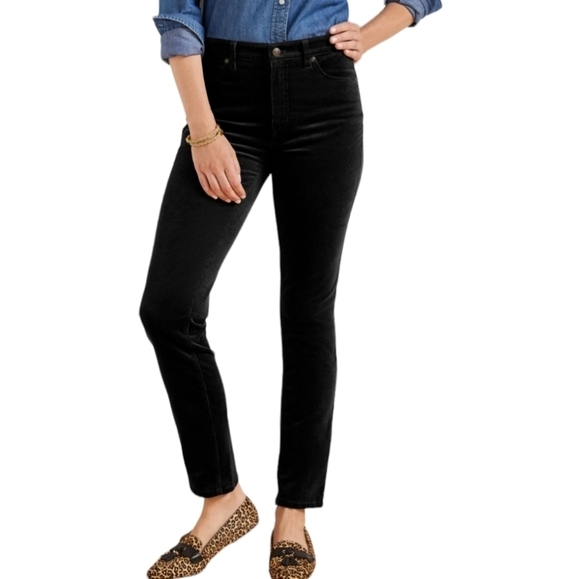 Talbots Women's Black Stretch Corderoy Straight Leg Pants Size M/L - Picture 1 of 8